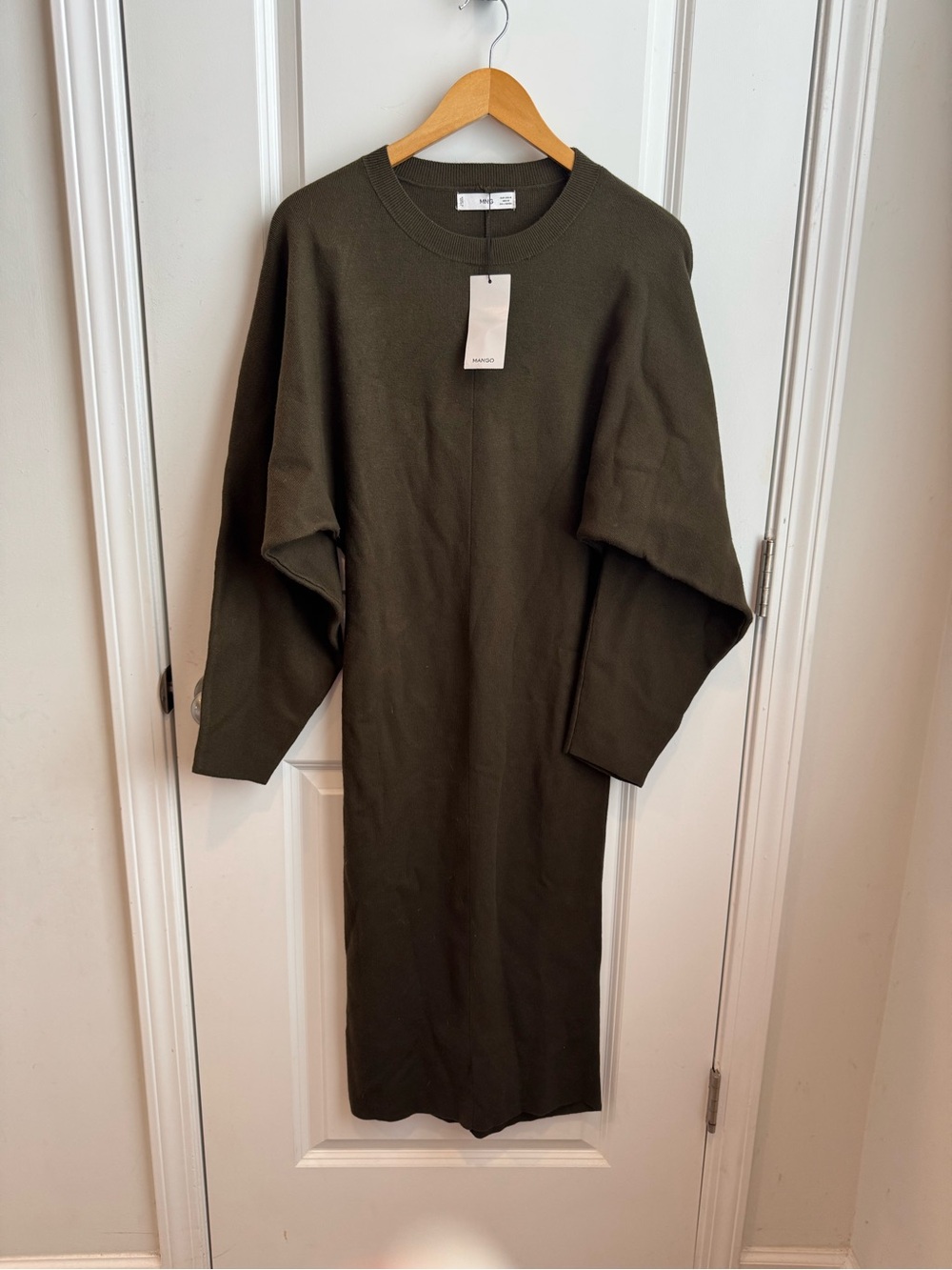 Mango Olive Green Long Knit Sweater Dress New with tags medium